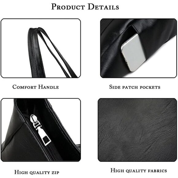 🆕 Women Red PU Leather Big Purses Tote ladies Waterproof Statement Shoulder Bag - Picture 7 of 9